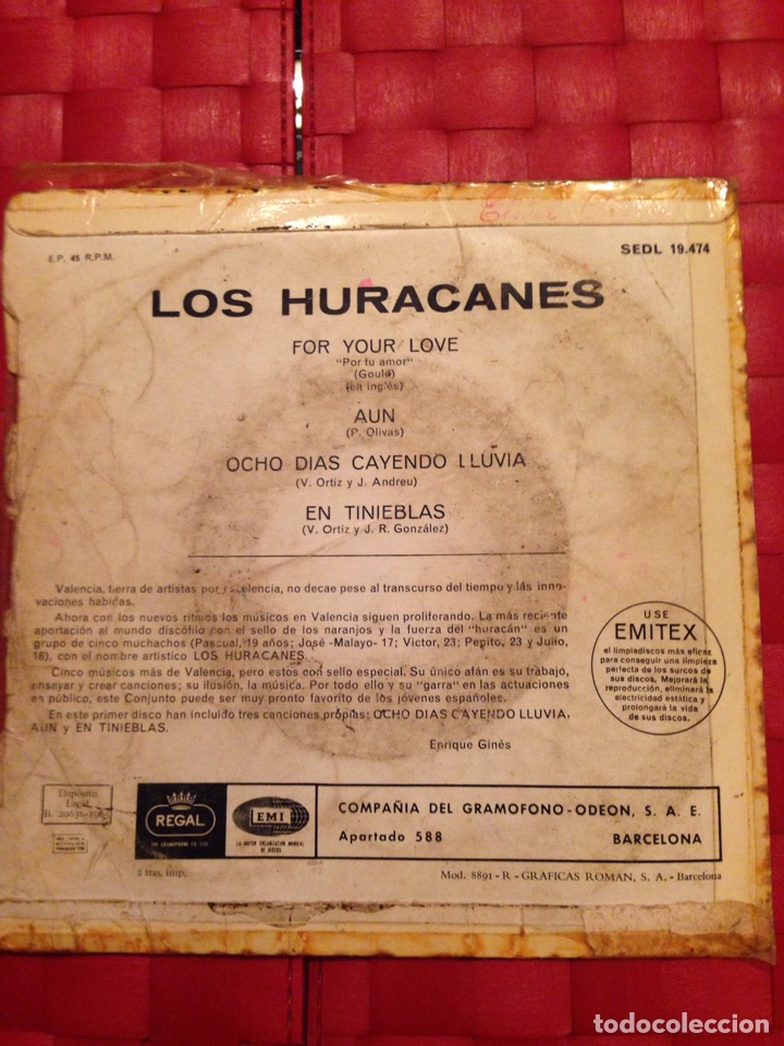 Discos de vinilo: Single &rdquo;LOS HURACANES&rdquo; - Foto 2