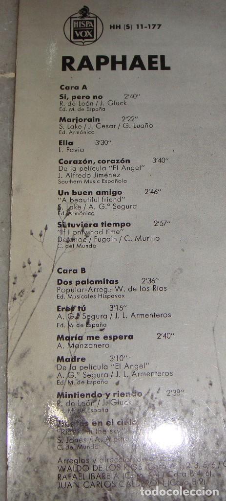 Discos de vinilo: LP RAPHAEL AQU&Iacute; ! HISPAVOX EDICI&Oacute;N ESPA&Ntilde;OLA - Foto 3