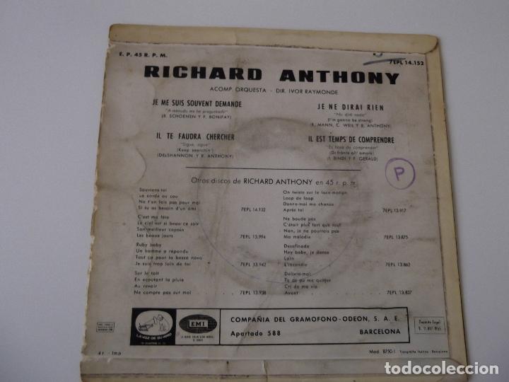 Discos de vinilo: RICHARD ANTHONY - Je me suis souvent demande - Foto 2