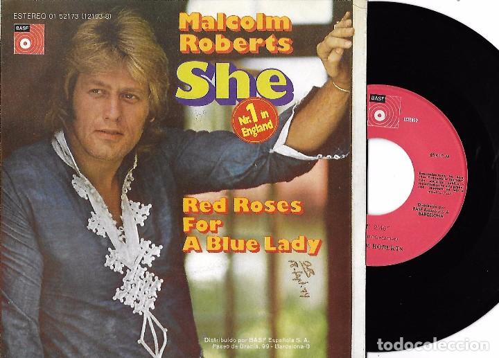 Discos de vinilo: MALCOLM ROBERTS: SHE / RED ROSES FOR A BLUE LADY - Foto 1