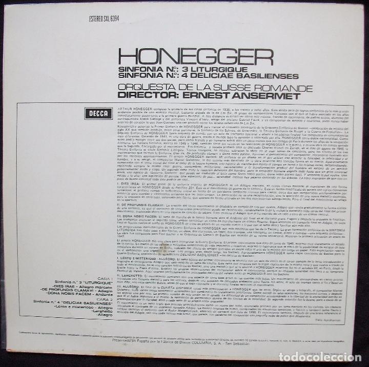 Discos de vinilo: SXL 6394 - Honegger - Ansermet - NM - Foto 2