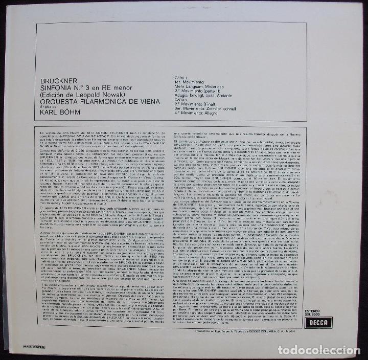 Discos de vinilo: SXL 6505 - Bruckner - No.3 - B&ouml;hm - Impecable! - Foto 2