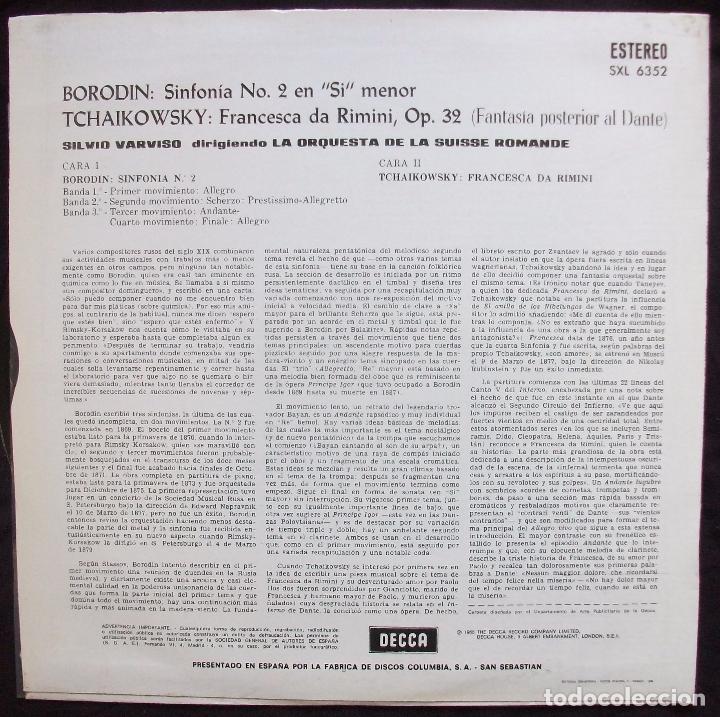 Discos de vinilo: SXL 6352 - Borodin / Tchaikovsky - Silvio Varviso - Impecable! - Foto 2