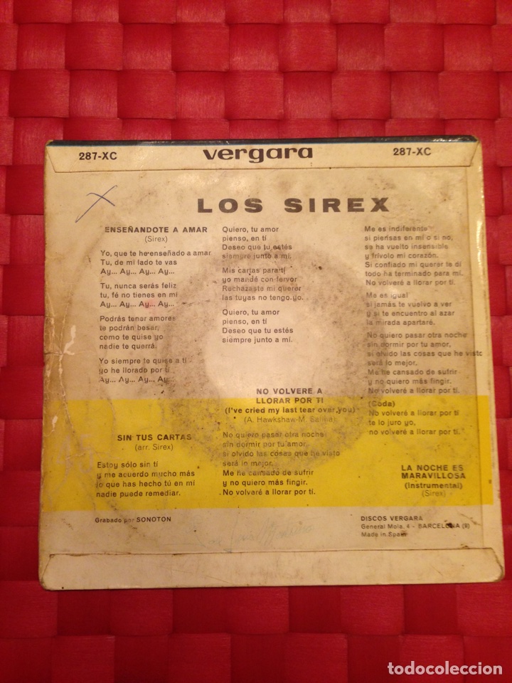 Discos de vinilo: Single &rdquo;LOS SIREX&rdquo; edic., a&ntilde;o 1965 - Foto 2