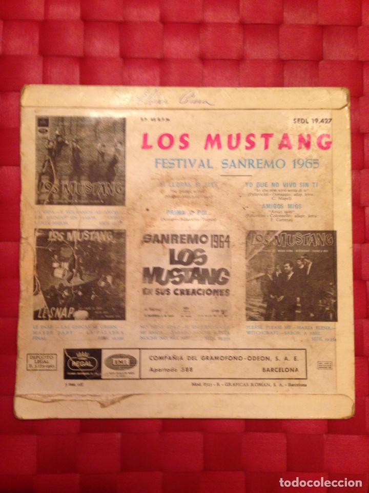 Discos de vinilo: Single. LOS MUSTANG. &rdquo; San Remo 1965 &rdquo; - Foto 2