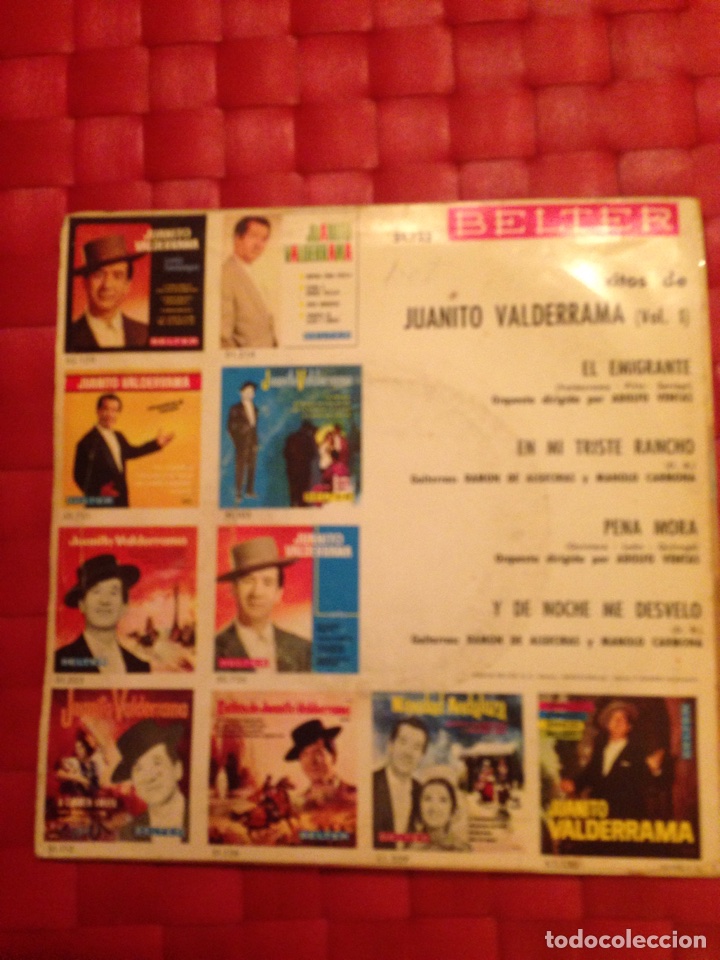 Discos de vinilo: Single &rdquo; EXITOS DE JUANITO VALDERRAMA &rdquo; Vol, 1 - Foto 2