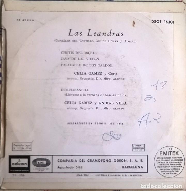 Discos de vinilo: Celia G&aacute;mez, Las Leandras, Odeon-DSOE 16.101 - Foto 2