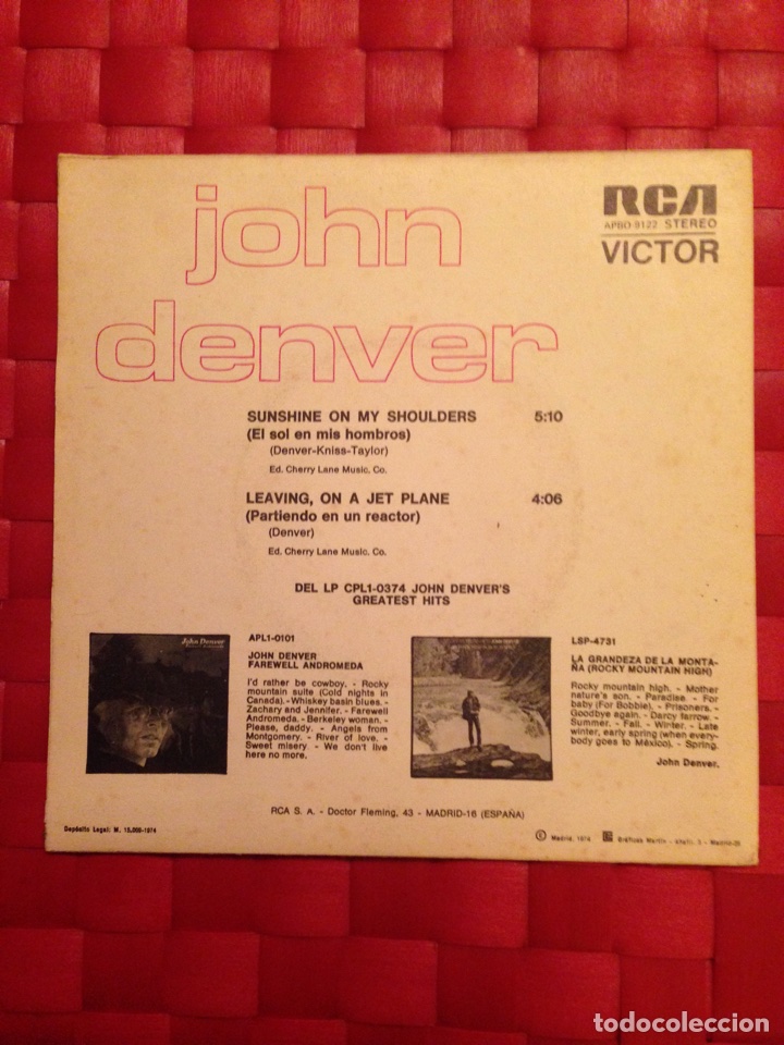 Discos de vinilo: Single/vinilo JOHN DENVER - Foto 2