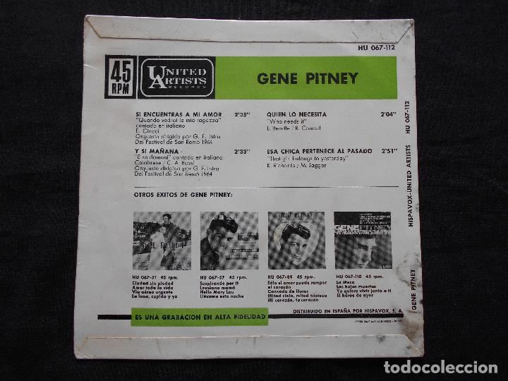 Discos de vinilo: GENE PITNEY // SI ENCUENTRAS A MI AMOR + 3 - Foto 2