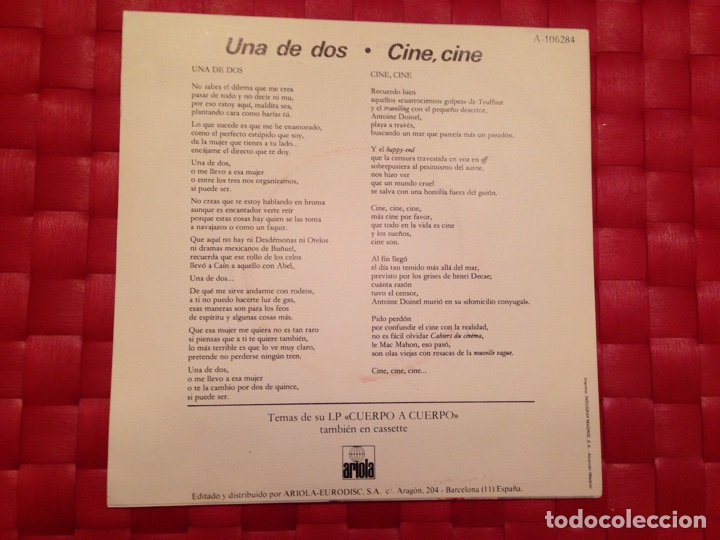 Discos de vinilo: Single. LUIS EDUARDO AUTE &rdquo; Una de dos &rdquo; - Foto 2
