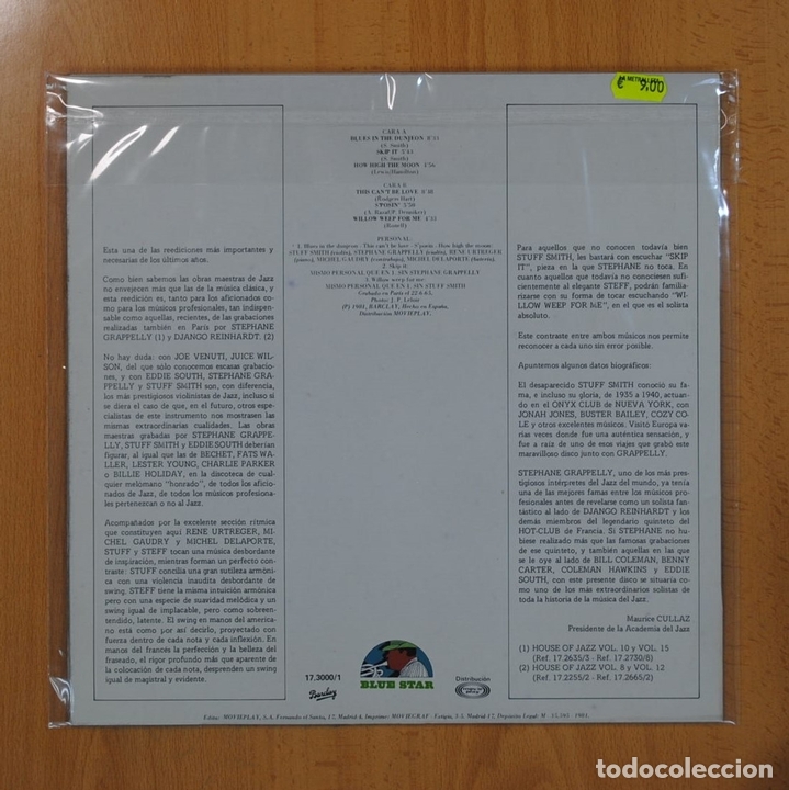 Discos de vinilo: STUFF SMITH & STEPHANE GRAPPELLI - STUFF AND STEFF - LP - Foto 2