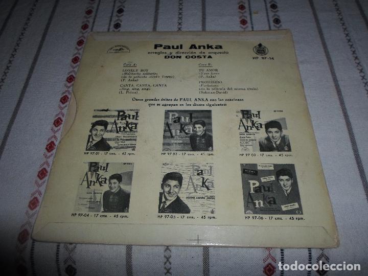 Discos de vinilo: PAUL ANKA LONELY BOY - Foto 2