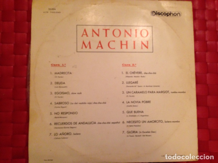 Discos de vinilo: LP/Vinilo ANTONIO MACHIN edic., a&ntilde;o 1965 - Foto 2