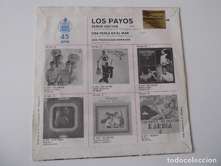 Discos de vinilo: LOS PAYOS - Se&ntilde;or doctor - Foto 2