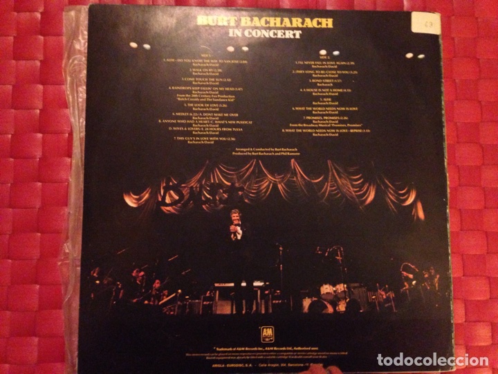 Discos de vinilo: LP/Vinilo. BURT BACHARACH... In Concert&rdquo; - Foto 2