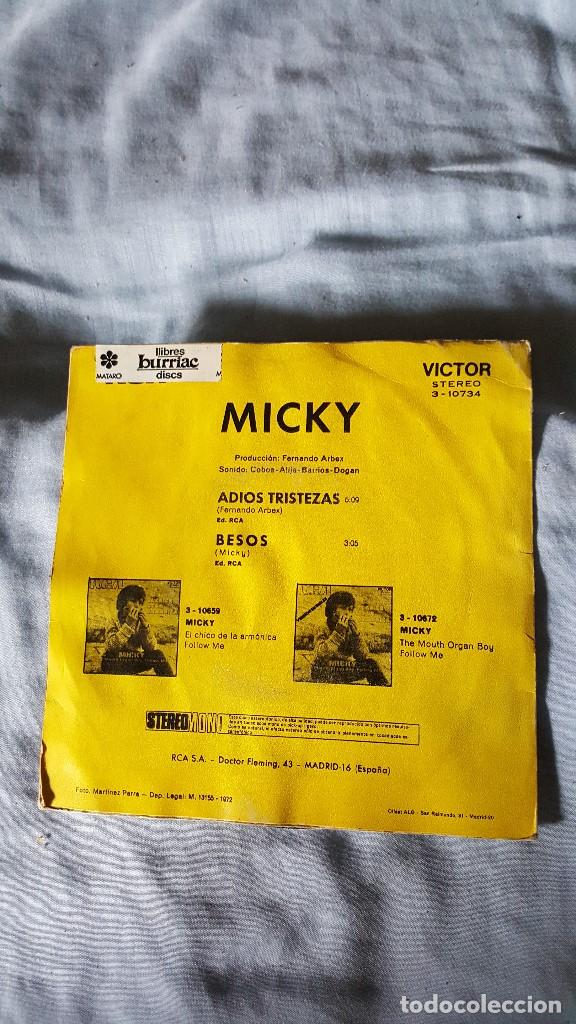 Discos de vinilo: Micky  &lrm;&ndash; Adi&oacute;s Tristezas    1972 - Foto 2