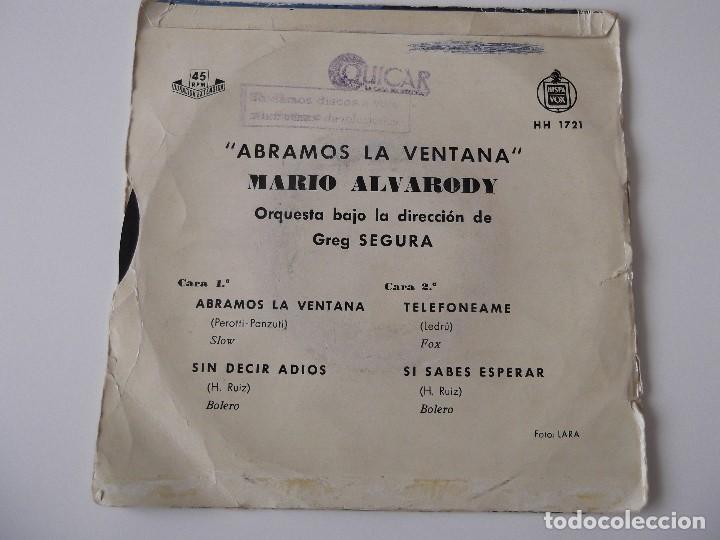 Discos de vinilo: MARIO ALVARODY - Abramos la ventana - Foto 2
