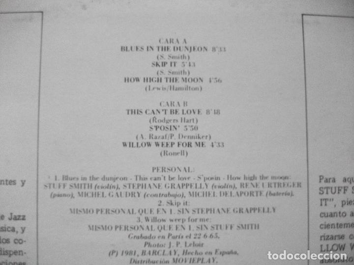 Discos de vinilo: STUFF SMITH & STEPHANE GRAPPELLI STUFF AND STEFF LP SPAIN 1981 pdeluxe - Foto 2