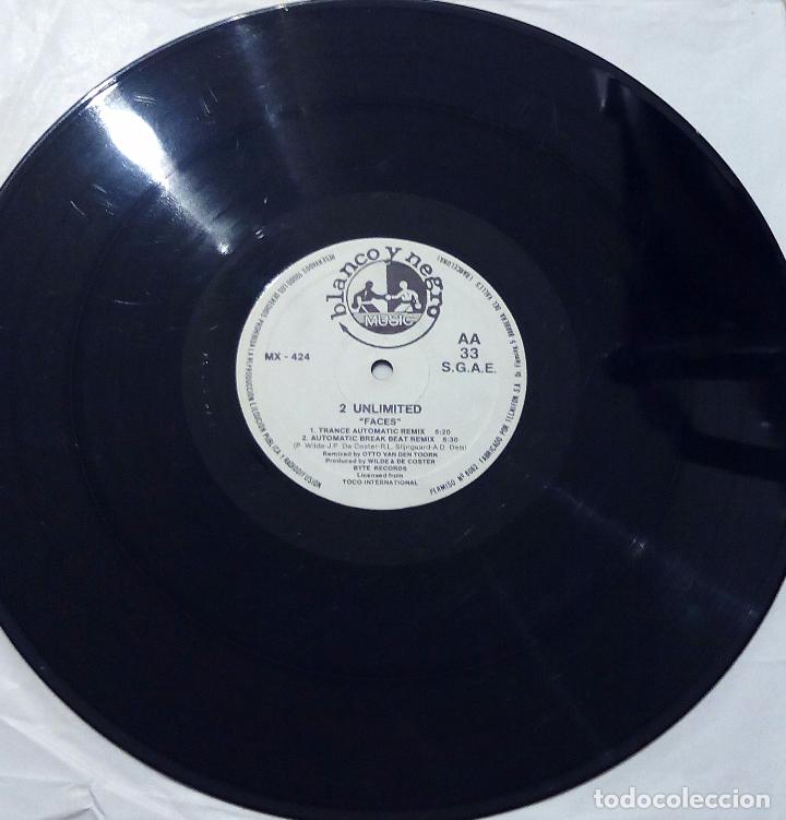 Discos de vinilo: MAXI SINGLE 2 UNLIMITED - FACES - BLANCO Y NEGRO 1993. - Foto 6