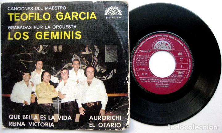ORQUESTA LOS GEMINIS - CANCIONES DEL MAESTRO TEOFILO GARCIA - EP BERTA PROMO 1974 BPY (Música - Discos de Vinilo - EPs - Grupos Españoles de los 70 y 80)