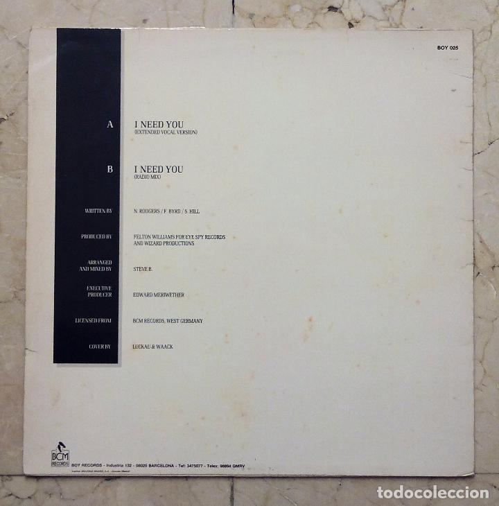 Discos de vinilo: MAXI SINGLE BVSMP - I NEED YOU - BCM RECORDS 1988. - Foto 2