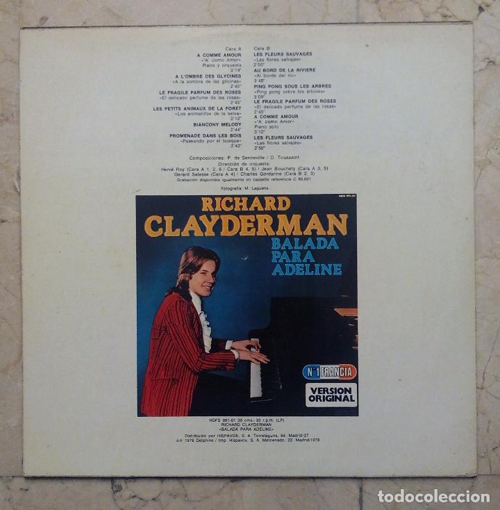 Discos de vinilo: LP RICHARD CLAYDERMAN - A COMO AMOR - HISPAVOX 1978. - Foto 2