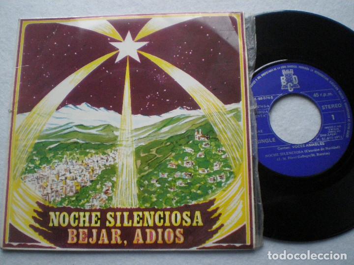 Disques de vinyle: VOCES SILENCIOSAS - Noche Silenciosa / Bejar Adios - SINGLE BCD 1971 // M. BARATAS JM. PEREZ GALLEGO