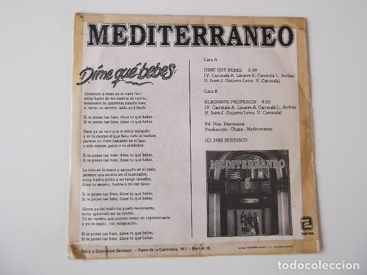 Discos de vinilo: MEDITERRANEO - D&iacute;me qu&eacute; bebes - Foto 2