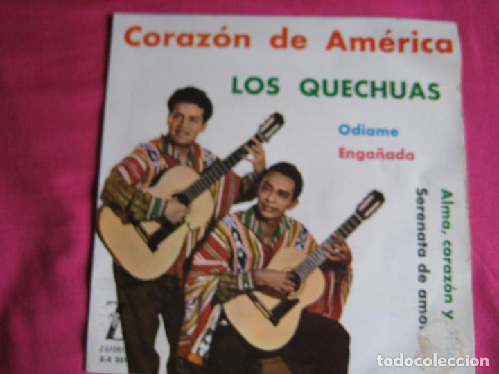 Disques de vinyle: LOS QUECHUAS EP ZAFIRO 1962 MUSICA COLOMBIANA odiame/ enga&ntilde;ada+2 VALS PERUANO CRIOLLA COLOMBIA