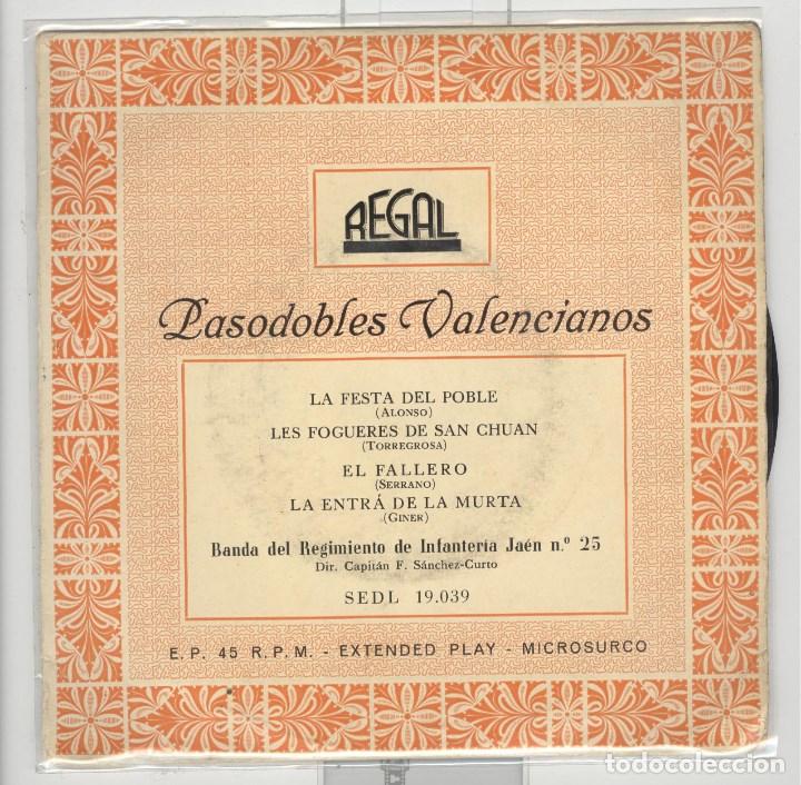 Discos de vinilo: Pasodobles valencianos. regal 1958 - Foto 1