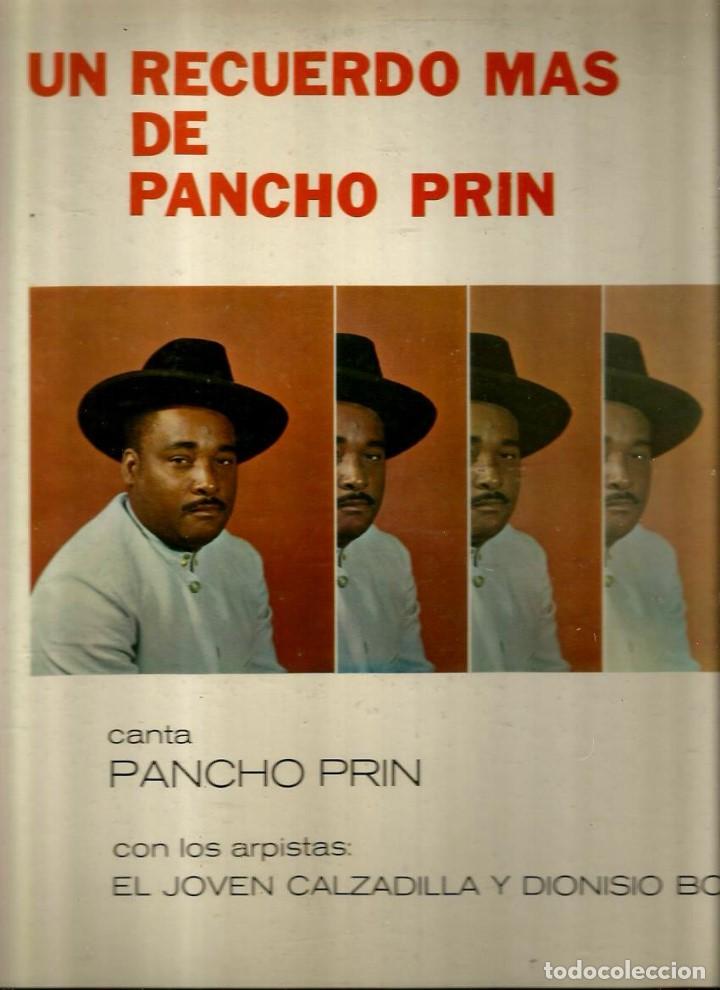 Vinyl records: LP PANCHO PRIN : UN RECUERDO MAS DE PANCHO PRIN ( CANTA PANCHO PRIN, ACOMPA&Ntilde;ADO DE ARPISTAS )