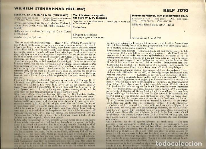 Discos de vinilo: LP WILHELM STENHAMMAR ( EDICION SUECA ) - Foto 2