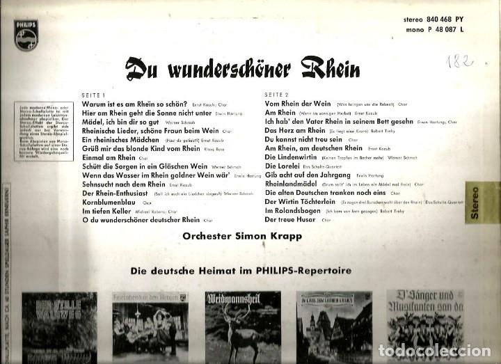 Discos de vinilo: LP DU WUNDERSCH&Ouml;NER RHEIN ( ORCHESTER SIMON KRAPP ) - Foto 2