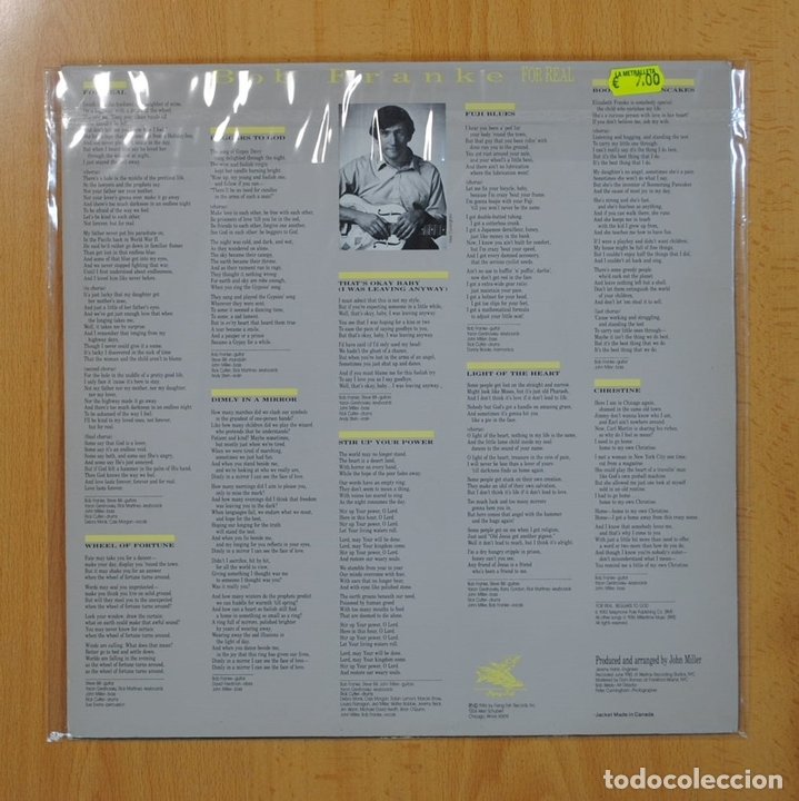 Discos de vinilo: BOB FRANKE - FOR REAL - LP - Foto 3