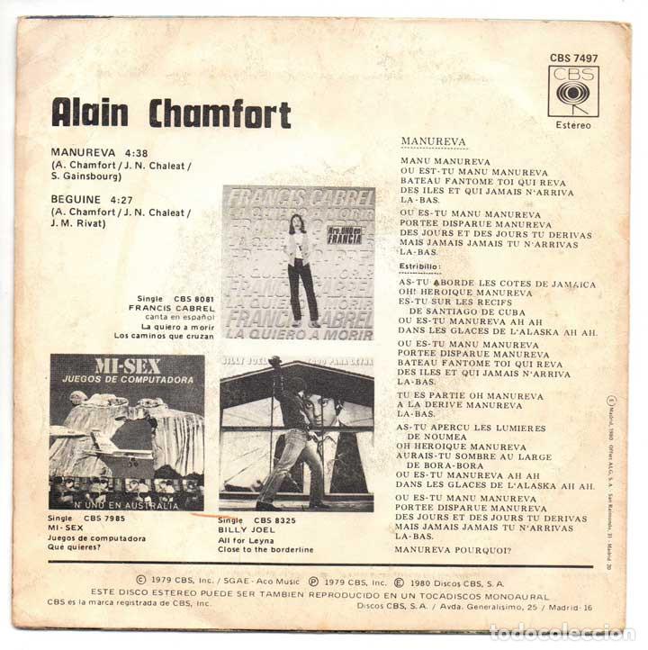 Discos de vinilo: Alain Chamfort - Manureva / Beguine - Foto 2