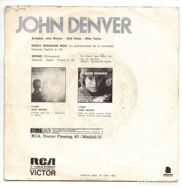 Discos de vinilo: John Denver - Rocky Mountain High / Spring - Foto 2