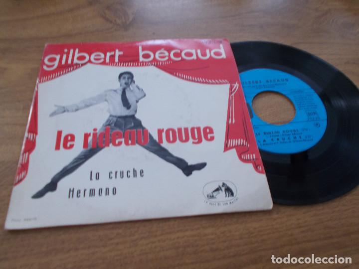 Discos de vinilo: GILBERT BECAUD. LE RIDEAU ROUGE, LA CRUCHE, HERMANO. - Foto 1
