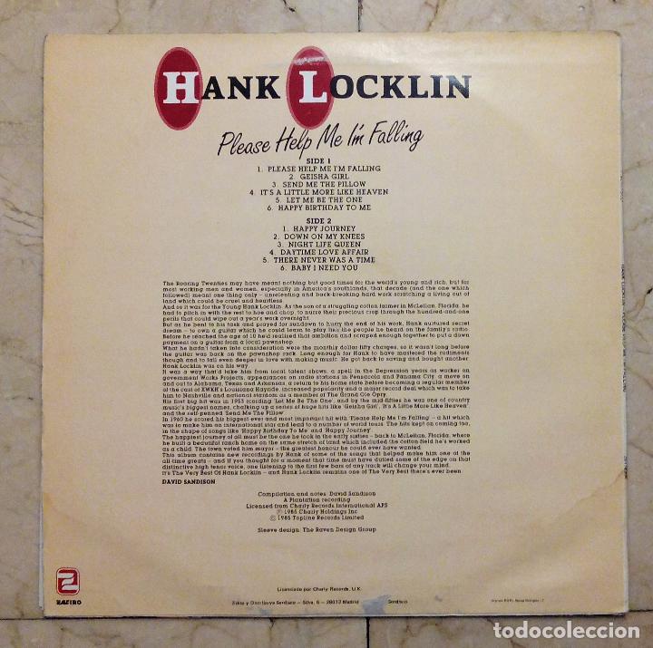 Discos de vinilo: LP HANK LOCKLIN - PLEASE HELP ME IM FALLING - ZAFIRO 1988. - Foto 2