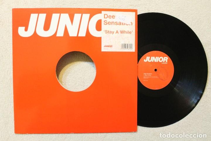 Discos de vinilo: DEEP SENSATION STAY A WHILE MAXI SINGLE VINILO - Foto 1