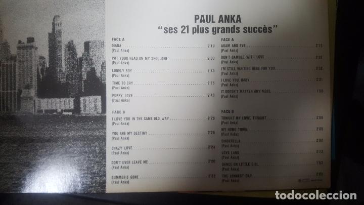 Discos de vinilo: PAUL ANKA. SES 21 PLUS GRANDS SUCCES - Foto 3