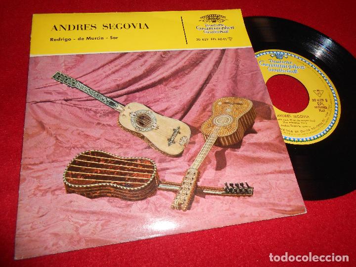 Discos de vinilo: ANDRES SEGOVIA Guitarra. Rodrigo/De Murcia/Sor EP 1962 Deutsche PROMO ESPA&Ntilde;A SPAIN