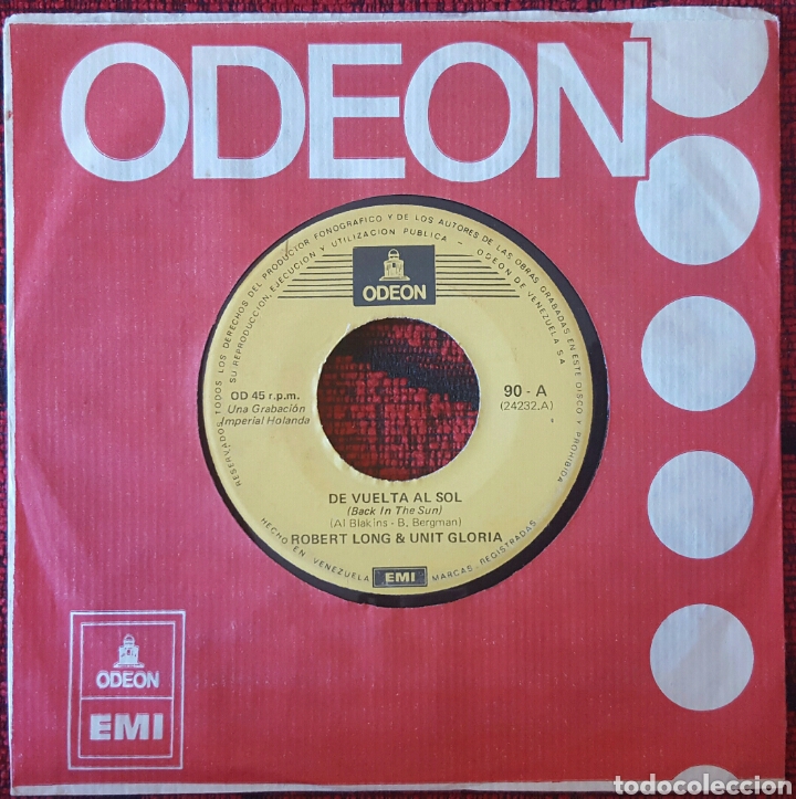 Discos de vinilo: ROBERT LONG & UNIT GLORIA Back in the sun SINGLE Venezuela - Foto 1