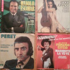 Discos de vinilo: LOTE 4 SINGLES PERET, MANOLO ESCOBAR, ROCÍO JURADO Y FERNANDO ESTESO. Lote 69031547