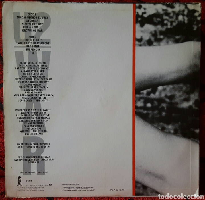 Discos de vinilo: U2 War LP VENEZUELA Primera Edici&oacute;n - Foto 2