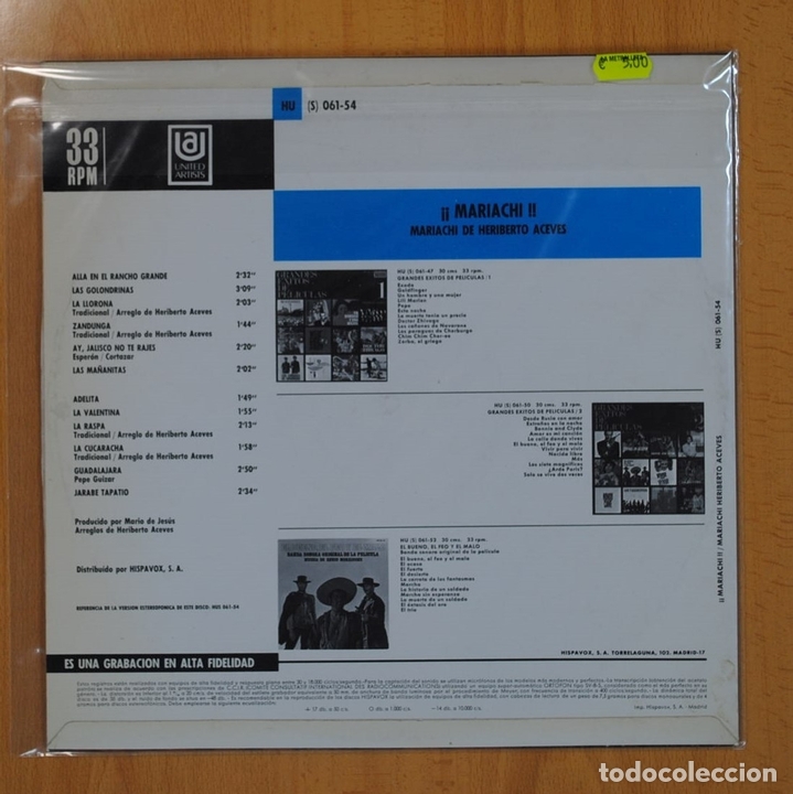 Discos de vinilo: HERIBERTO ACEVES - MARIACHI - LP - Foto 2