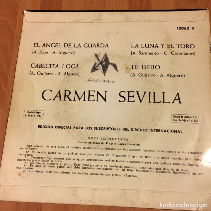 Discos de vinilo: Ep Carmen sevilla el &aacute;ngel de la guarda - Foto 2