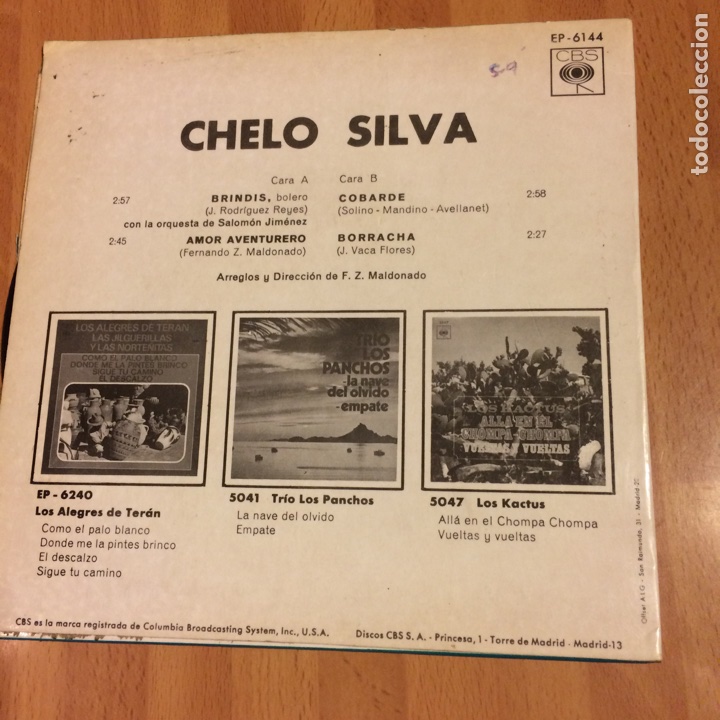 Discos de vinilo: Ep chelo Silva brindis amor aventurero - Foto 2