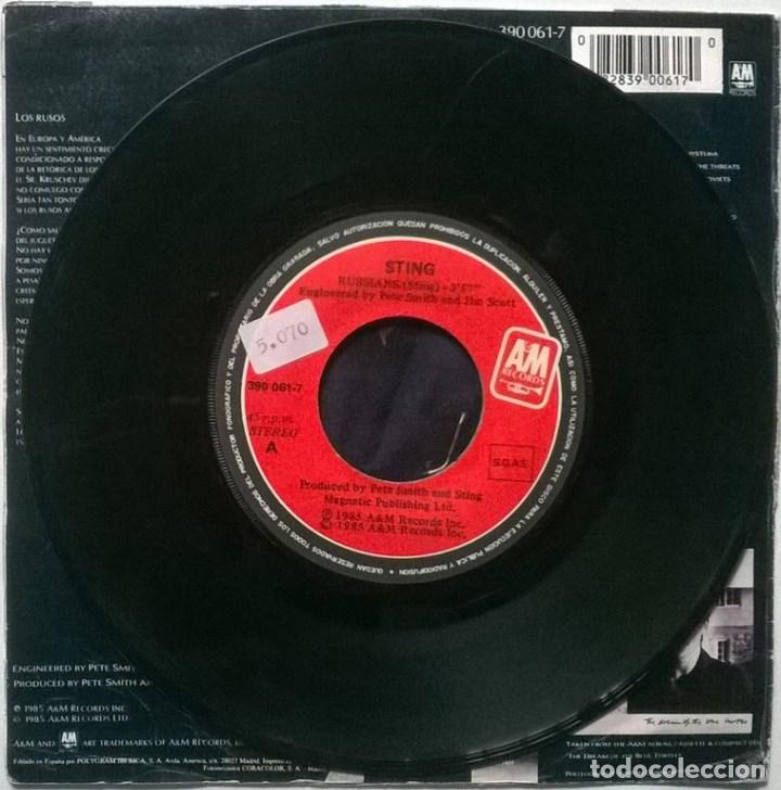 Discos de vinilo: Sting. Russians/ Gabriel&rsquo;s message. A&M , Spain 1985 single - Foto 3