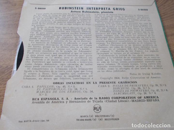 Discos de vinilo: RUBINSTEIN. INTERPRETA GRIEG - Foto 2