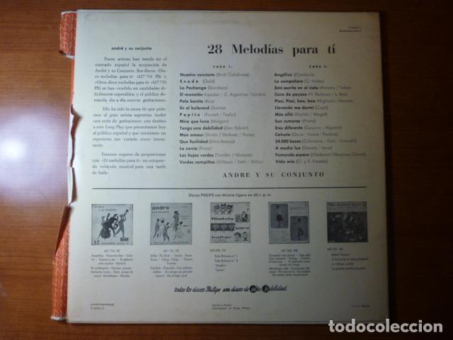 Discos de vinilo: DISCO ANDRE Y SU CONJUNTO, 28 MELOD&Iacute;AS PARA TI. - Foto 2